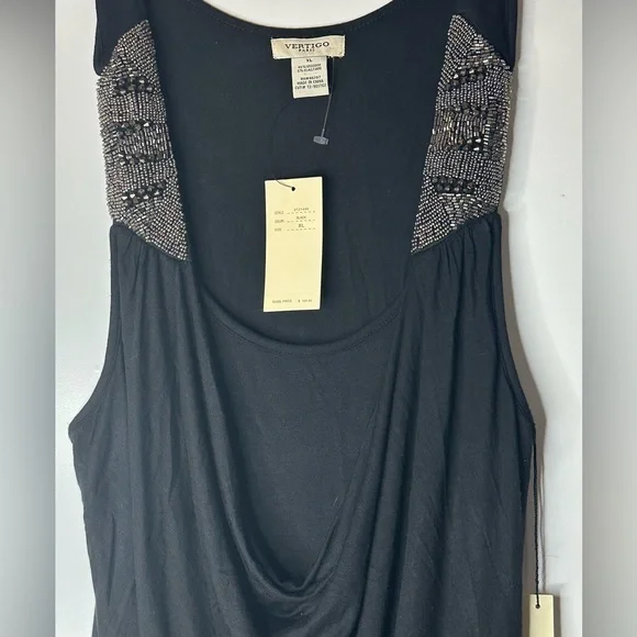 NWT Vertigo Paris sleeveless black tunic top scoop neck XL - Picture 4 of 6